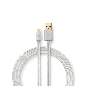 Nedis CCTB60500AL30 USB-kabel 3 m USB 2.0 USB A Micro-USB B Aluminium