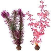 biOrb Aquariumdecoratie, roze zeewier met verzwaarde ballen, 2 x aquariumplanten (medium), kunstmatige aquariumplanten om te kleuren, natuurlijk ogende aquariumdecoratie voor een schilderachtige