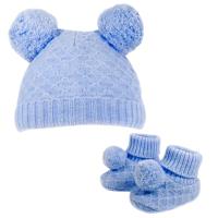 Soft Touch babymuts en sokjes PomPom jongens polyester blauw