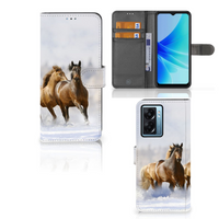 OPPO A77 5G | A57 5G Telefoonhoesje met Pasjes Paarden