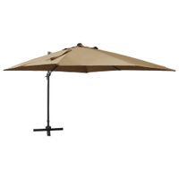 Zweefparasol met paal en LED-verlichting 300 cm taupe - thumbnail