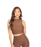 LA Sisters Honeycomb Crop Top Brown - Maat S - Kleur: Bruin | Soccerfanshop