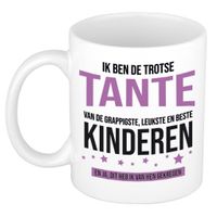 Cadeau koffie/thee mok voor tante - paars - trotse tante - keramiek - 300 ml