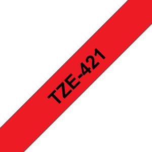 Labeltape Brother TZe, TZ TZe-421 Tapekleur: Rood Tekstkleur:Zwart 9 mm 8 m