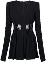 Balmain robe courte brodée de sequins à col v - Noir