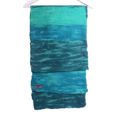 Gevilte Gestreepte Sjaal (Groen/Petrol) Gevilte Gestreepte Sjaal (Groen/Petrol)