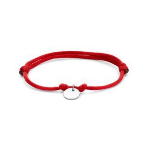 Armband Rondje zilver-satijn zilverkleurig-bordeauxrood13-26 cm