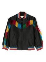 Stella McCartney Kids veste bomber Rainbow à franges - Noir