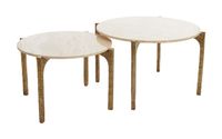 Light & Living Ronde Salontafel Kanae Set van 2 stuks, Travertin - Bruin