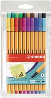 STABILO point 88 fineliner, etui van 20 stuks in geassorteerde kleuren