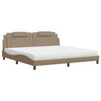 vidaXL Bed met matras kunstleer cappuccinokleurig 200x200 cm