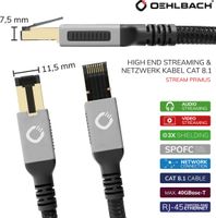 Oehlbach D1C13352 RJ45 Netwerkkabel, patchkabel CAT 8.1 1.00 m Zwart, Goud 1 stuk(s) - thumbnail