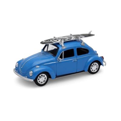 Welly Volkswagen Kever met Surfplank - schaal 1:34 - Blauw