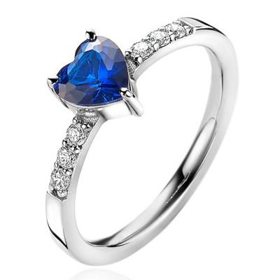 Zinzi ZIR2134B Ring Hart zilver-zirconia blauw-wit Maat 56 Zinzi ZIR2134B Ring Hart zilver-zirconia blauw-wit Maat 56