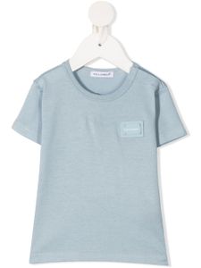 Dolce & Gabbana Kids t-shirt en coton à patch logo - Bleu