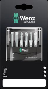 Wera Mini-Check, 50 mm, 05073635001 Bitset 6-delig Plat, Kruiskop Phillips, Kruiskop Pozidriv