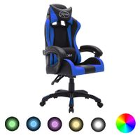 Racestoel met RGB LED-verlichting kunstleer blauw en zwart