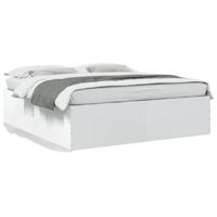VidaXL Bedframe Massief Hout Wit 200x200 cm, 2 Persoonsbed, Bedbodem, Slaapkamermeubel, Logeerbed
