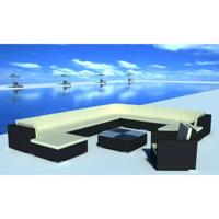 vidaXL 12-delige Loungeset met kussens poly rattan zwart
