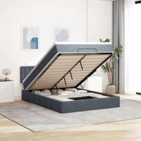 vidaXL Ottoman bed met matras en LED's 140x190cm fluweel donkergrijs