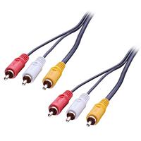 Lindy 35690 audio/videokabel, 3 x RCA-stekker naar 3 x RCA-stekker, 1 m