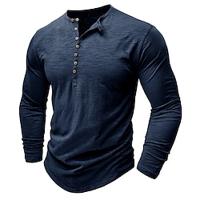 Voor heren Henley-shirt T-shirt Shirt met lange mouwen Effen Kleur Henley Buiten Casual Lange mouw nappi Kleding Modieus Dagelijks Lightinthebox