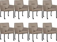 Set van 8 Taupe leren moderne eetkamerstoelen Lucky - Toledo Leer Khaki (taupe leer) - thumbnail