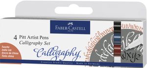 Faber Castell FC-167504 Tekenstift Faber-Castell Pitt Artist Pen Kalligrafieset Van 4st