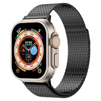 By Qubix - Stainless Steel Loop band - Zwart - Extra strong - Compatible met Apple Watch 44mm / 45mm / 46mm / 49mm - Compatible Apple watch bandjes