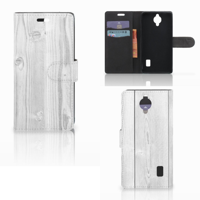 Huawei Y635 Book Style Case White Wood