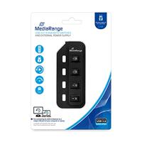 MediaRange MRCS505 USB 3.0 hub 1: 4 met aparte switches, voeding