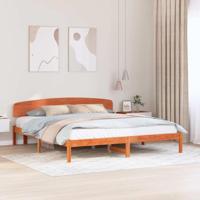 vidaXL Bedframe met hoofdbord, wasbruin, 200x200 cm, massief grenenhout