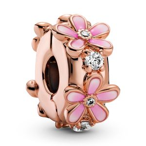 Pandora Garden 788809C01 Clip-Stopper Pink Daisy zilver rosekleurig