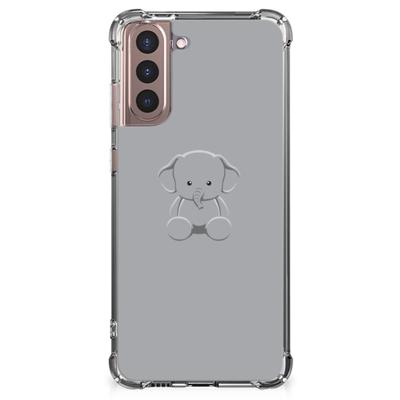 Samsung Galaxy S21 Plus Stevig Bumper Hoesje Grijs Baby Olifant Samsung Galaxy S21 Plus Stevig Bumper Hoesje Grijs Baby Olifant