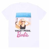 T-Shirt met Korte Mouwen Barbie Vacay Mode Wit Uniseks