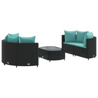vidaXL 5-delige Loungeset met kussens poly rattan zwart, tuinset, tuinmeubel, terrasset, tuinbank, terrasmeubel, loungebank, loungeset tuin