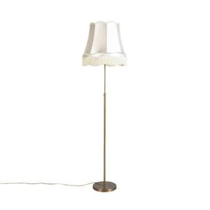 QAZQA Vloerlamp brons met Granny kap crème 45 cm verstelbaar - Parte