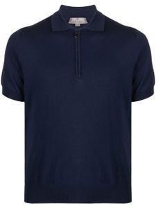 Canali polo en laine mérinos à col zippé - Bleu