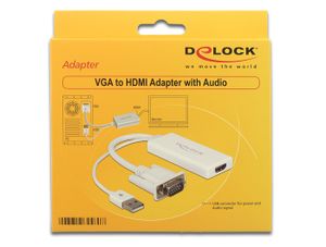 DeLOCK 62460 video kabel adapter 0,25 m VGA, USB2.0-A HDMI Wit