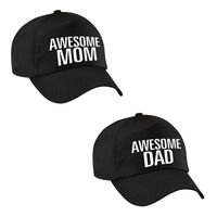 Awesome Mom en Dad petje zwart - Cadeau petten set voor Papa en Mama - thumbnail