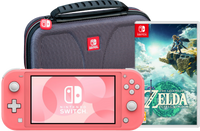 Nintendo Switch Lite Koraal + Zelda: Tears of the Kingdom + Bigben beschermhoes