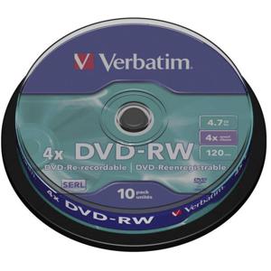 Verbatim 43552 DVD-RW disc 4.7 GB 10 stuk(s) Spindel Herschrijfbaar