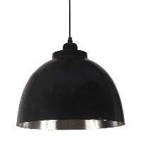 Glans Zwart Industriële Hanglamp Capri 44 cm 1 Lichts Met Mat Nickel Binnenzijde