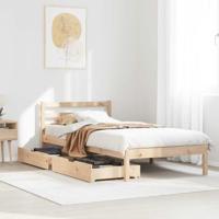vidaXL Bedframe met lades massief grenenhout 75x190 cm, bed, bed ombouw, boxspring, bedbodem, slaapkamermeubel, stapelbed, twijfelaar bed