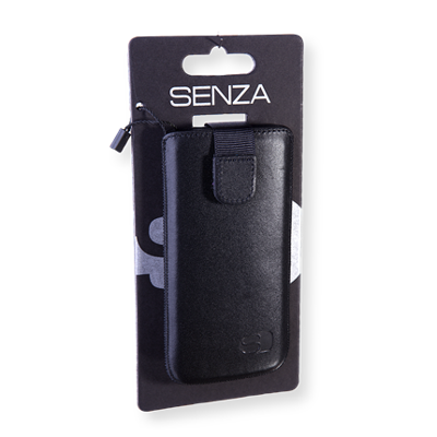 Senza Smartphone Hoesje Leer Zwart M/L (o.a. iPhone 5/5s/SE)