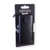 Senza Smartphone Hoesje Leer Zwart M/L (o.a. iPhone 5/5s/SE)