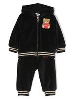 Moschino Kids survêtement en velours à patch logo - Noir