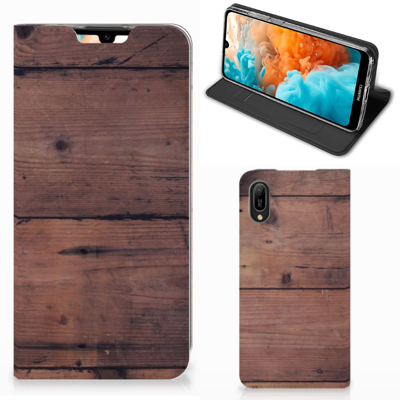 Huawei Y6 2019 Book Wallet Case Old Wood