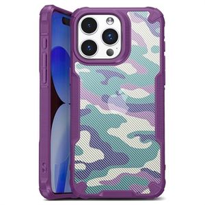 iPhone 15 Pro Anti-Shock Hybride Hoesje - Camouflage - Paars