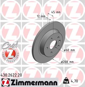 Remschijf COAT Z ZIMMERMANN, Remschijftype: Massief, u.a. für Opel, Vauxhall, Chevrolet